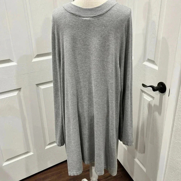 Lane Bryant boxed neck grey pleated sweater long length /lines plus size 22/24 - Picture 5 of 7